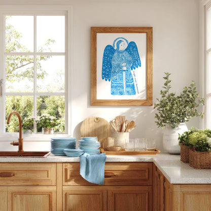 St Michael the Archangel Art Print - Deep Blue interior mockup 05 - p_18_am_0000_Layer 2