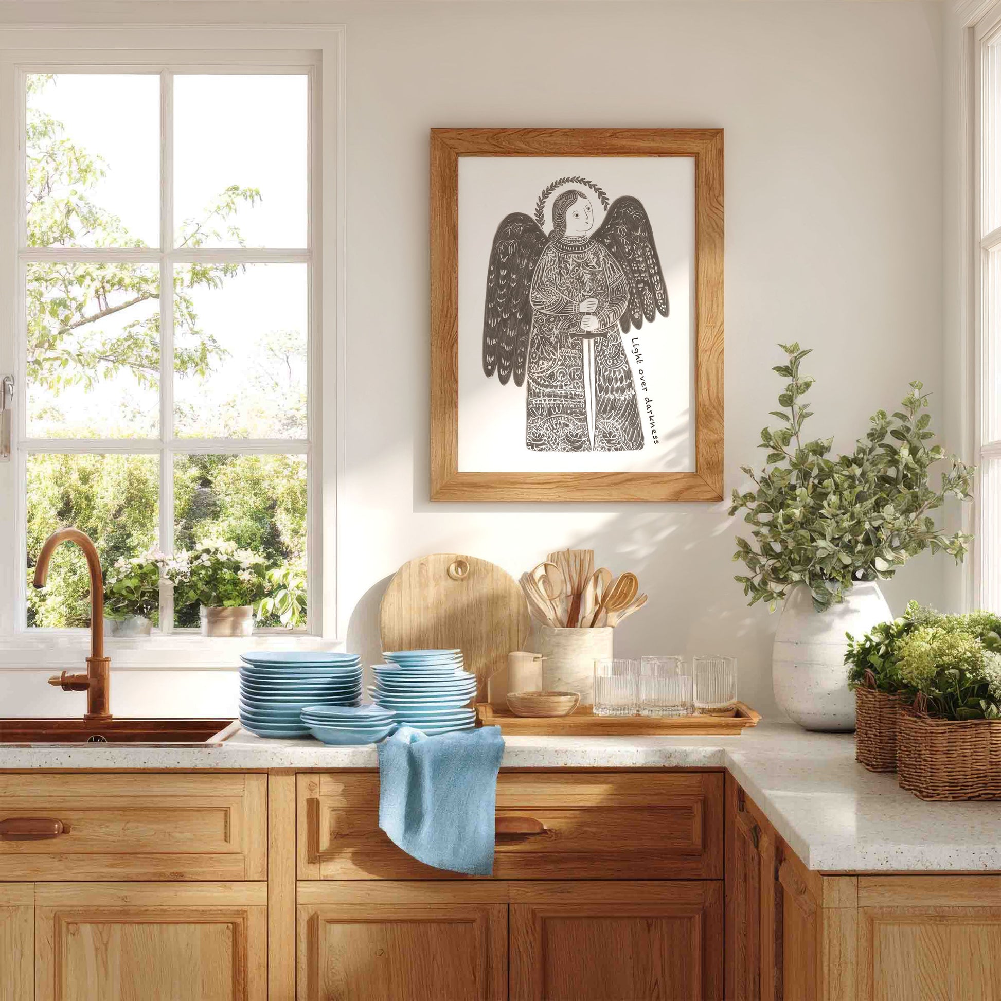 St Michael the Archangel Art Print - Brown interior mockup 04 - p_18_am_0001_Layer 1
