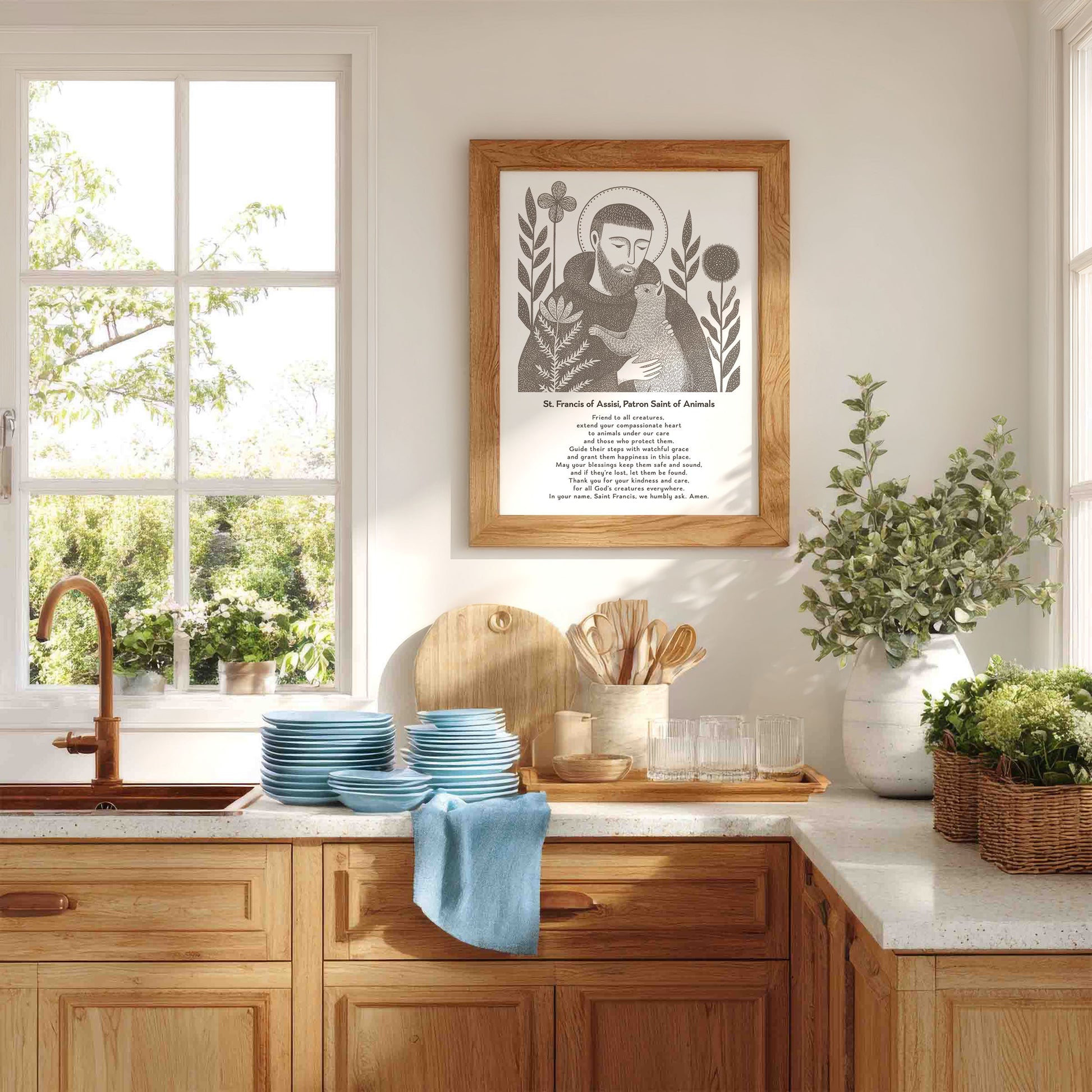 St Francis with Cat Art Print - Brown interior mockup 05 - p_18_franc_cat_0001_Layer 1