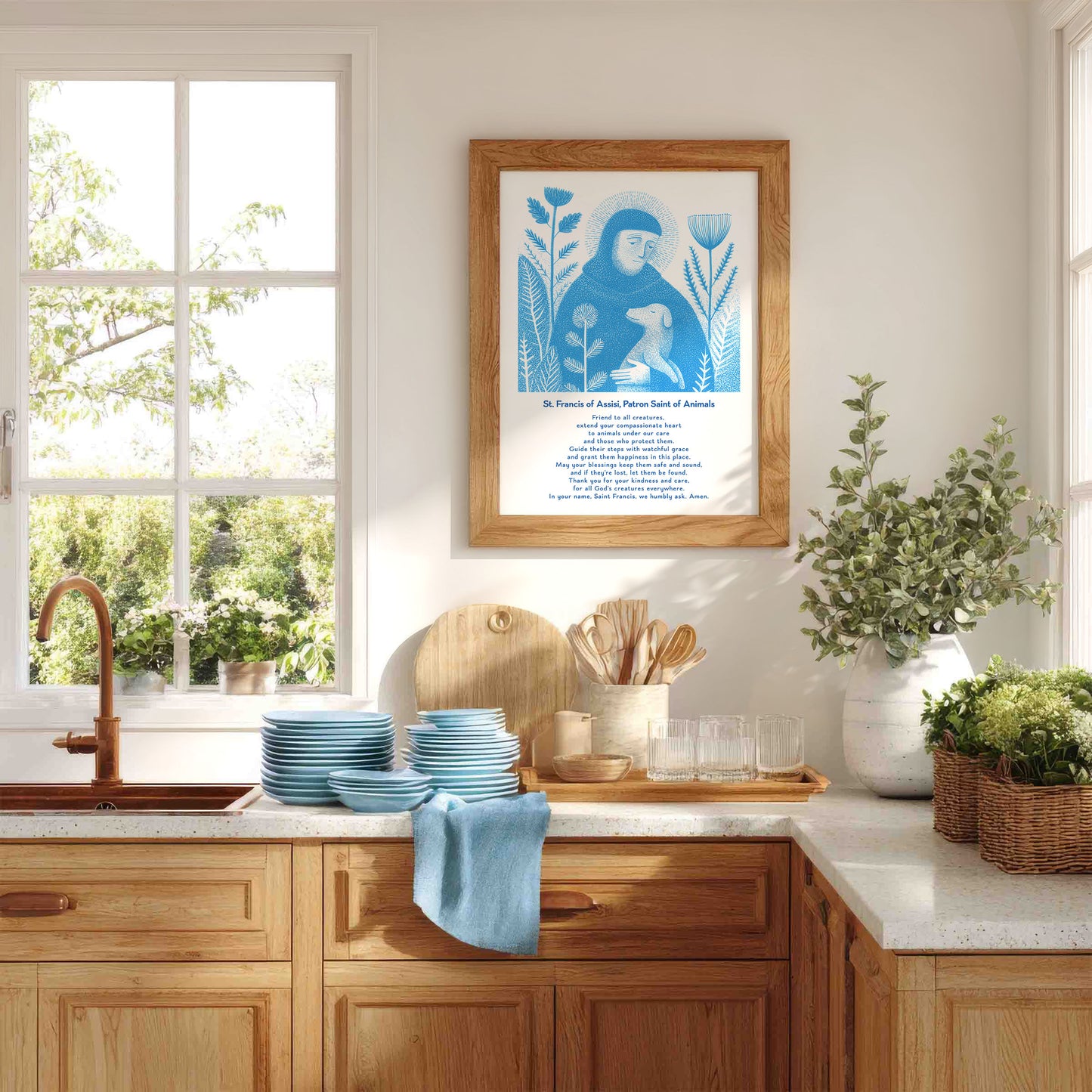 St Francis with Dog Art Print - Deep Blue interior mockup 06 - p_18_franc_dog_0001_Layer 1