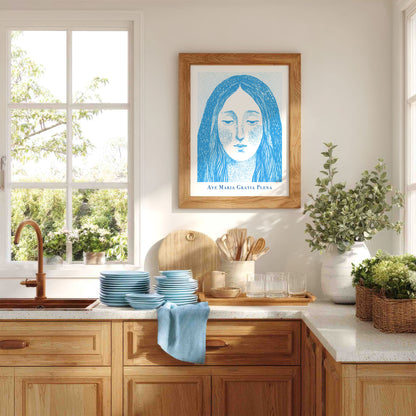 Virgin Mary Art Print - Deep Blue interior mockup 05 - p_18_maria_0000_Layer 2