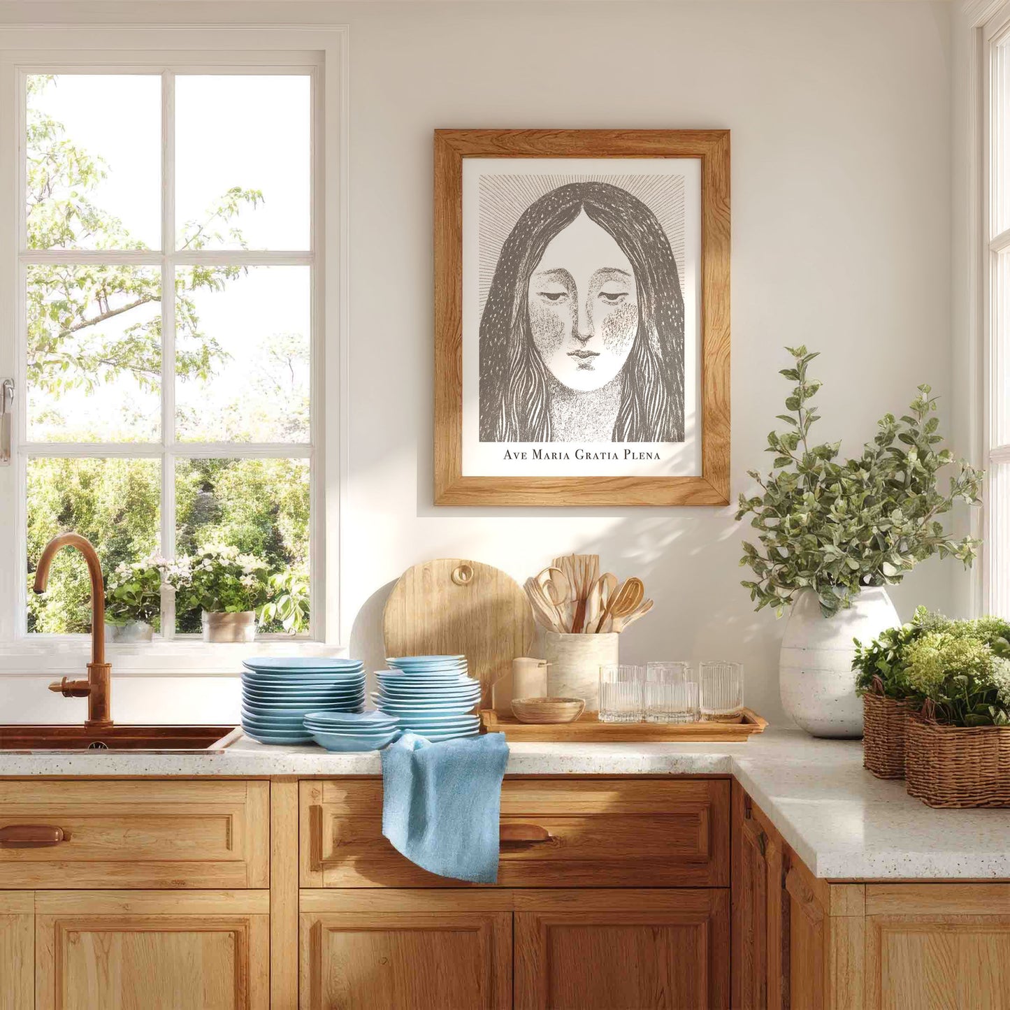 Virgin Mary Art Print - Brown interior mockup 04 - p_18_maria_0001_Layer 1