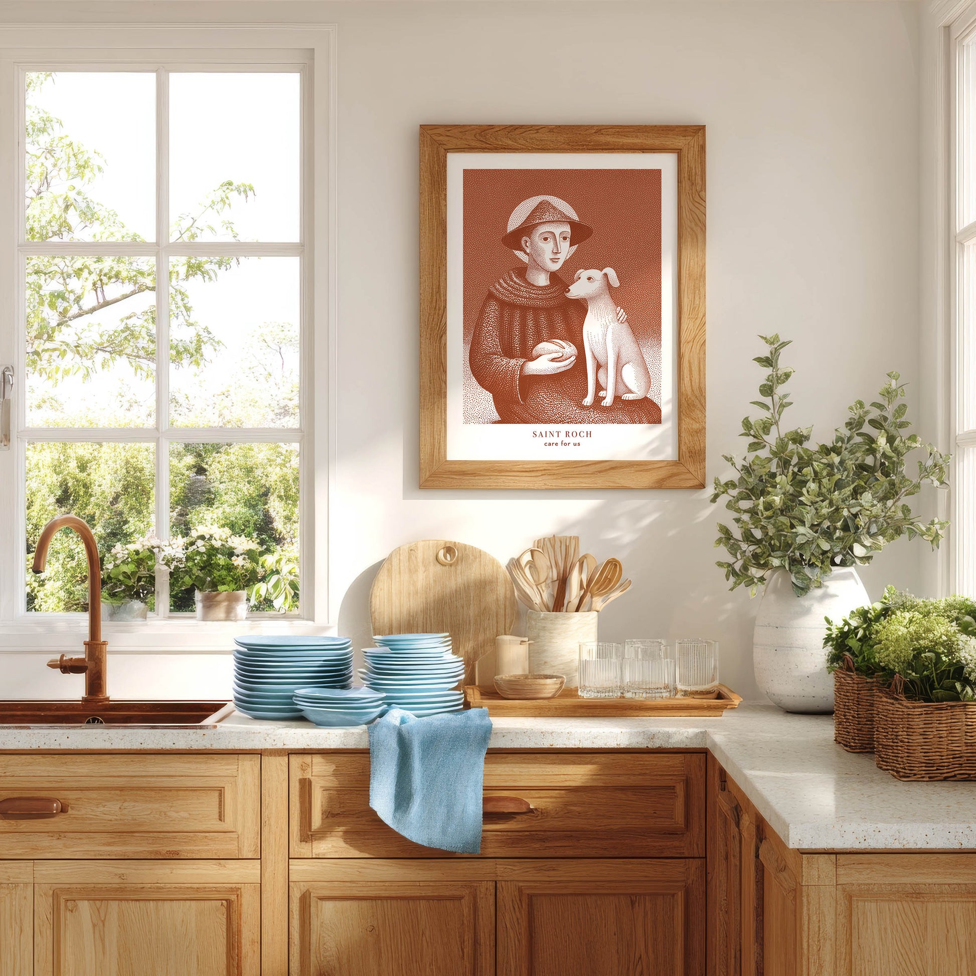 St Roch Art Print - Terracotta interior mockup 01 - p_18_oak_kitchen_0003_Layer 4