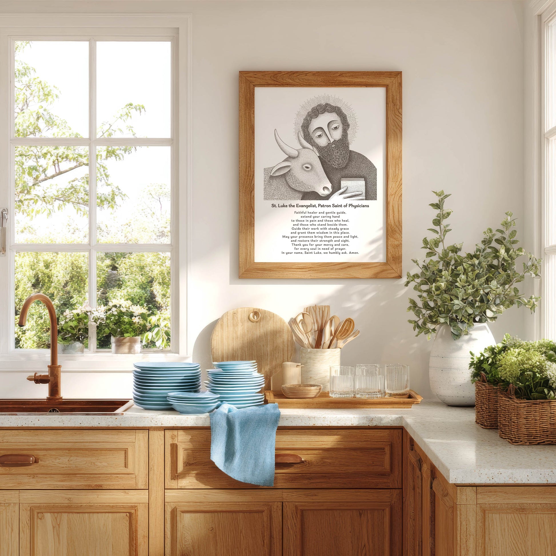 St Luke Art Print - Brown interior mockup 02 - p_18_oak_kitchen_0005_Layer 6