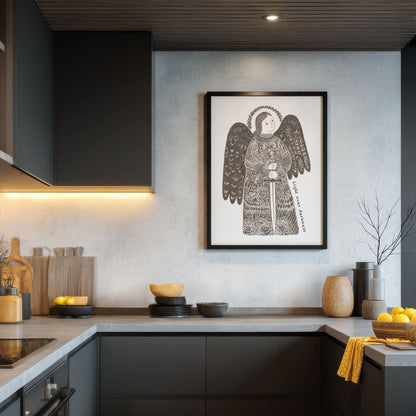 St Michael the Archangel Art Print - Brown interior mockup 05 - p_19_am_0001_Layer 1