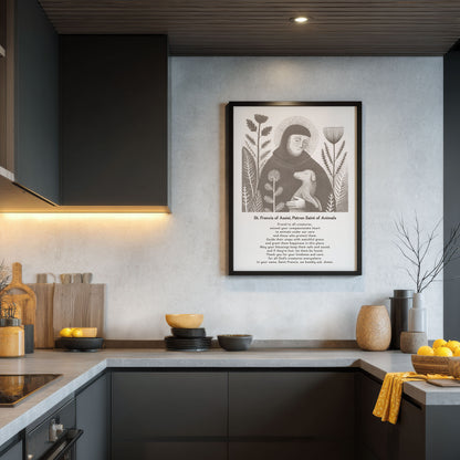 St Francis with Dog Art Print - Brown interior mockup 06 - p_19_franc_dog_0001_Layer 1