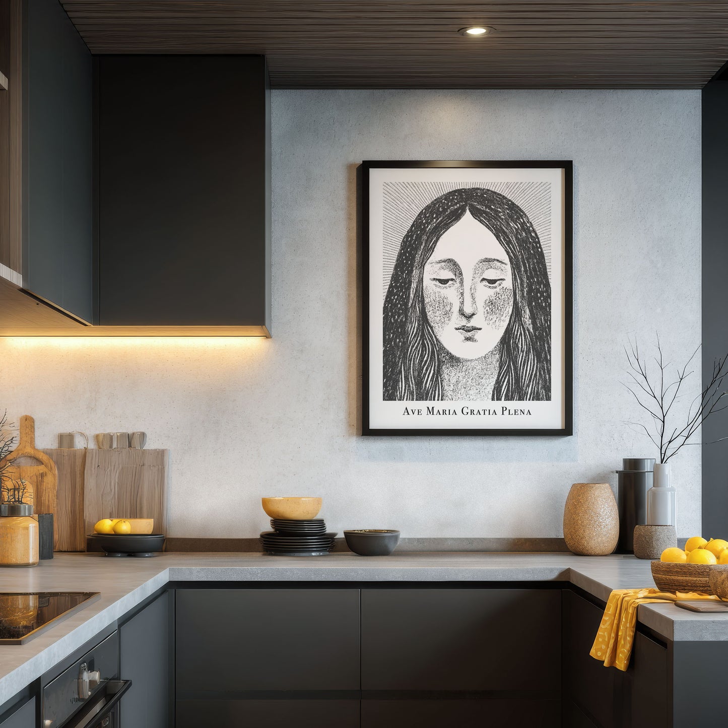 Virgin Mary Art Print - Black interior mockup 04 - p_19_maria_0000_Layer 2