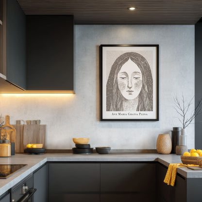 Virgin Mary Art Print - Brown interior mockup 05 - p_19_maria_0001_Layer 1