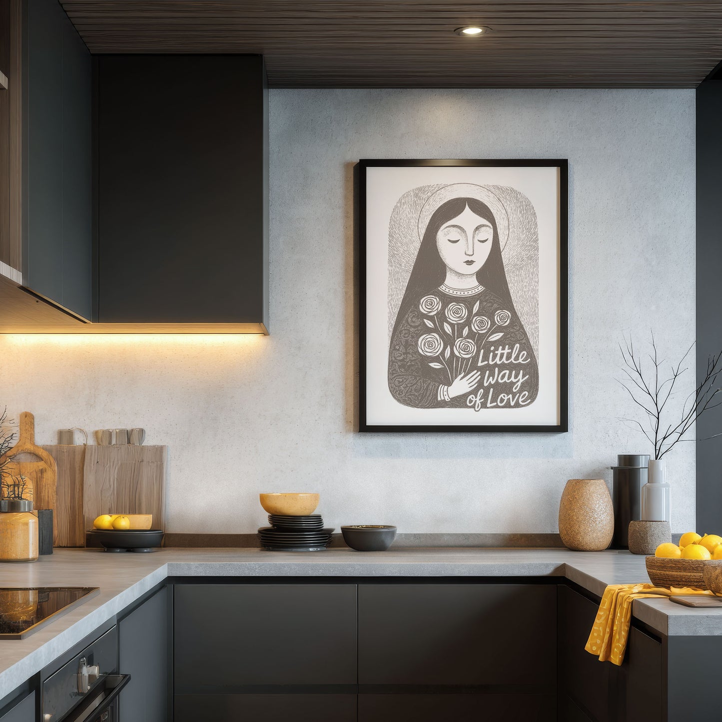 St Therese of Lisieux Art Print - Brown interior mockup 05 - p_19_ter_0001_Layer 1