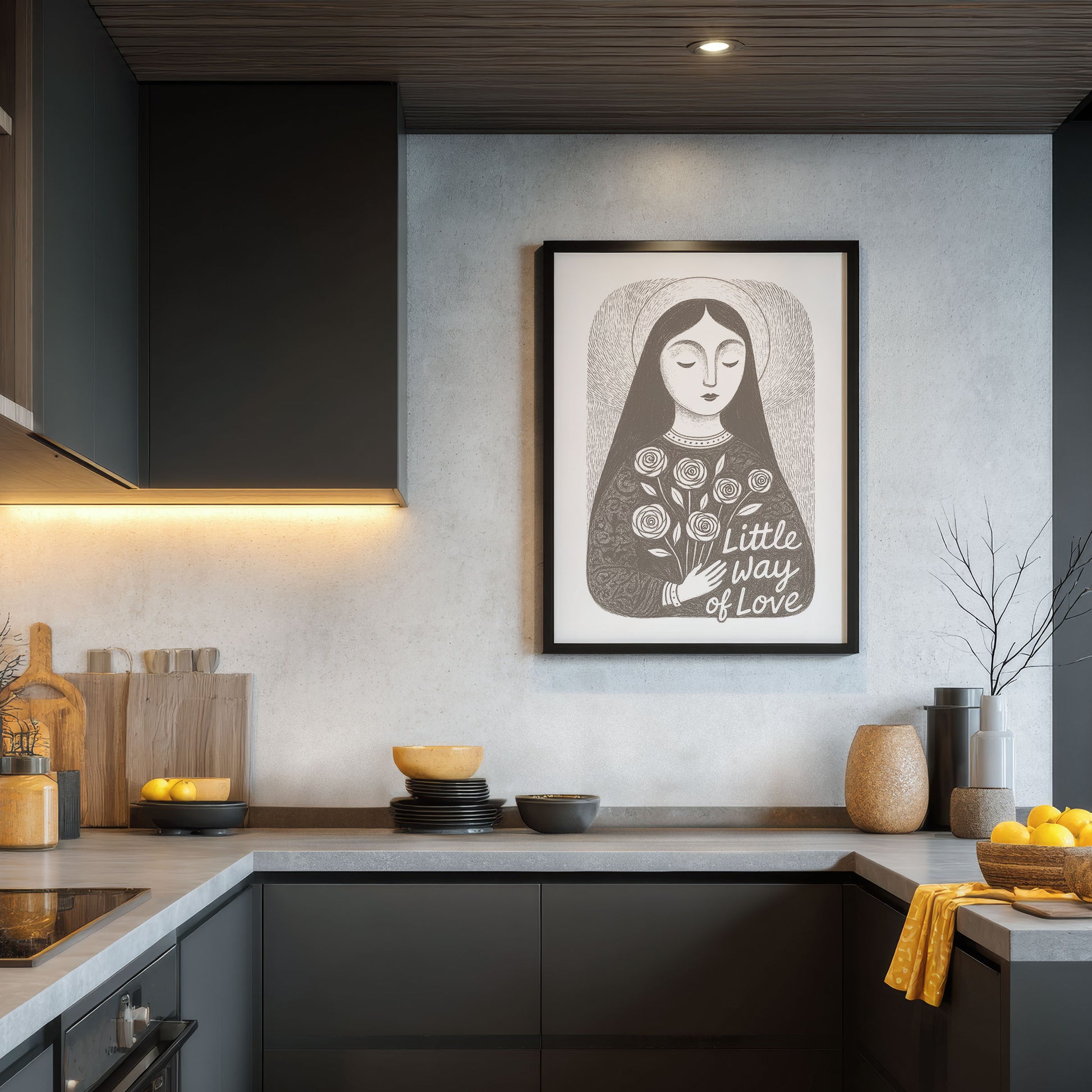 St Therese of Lisieux Art Print - Brown interior mockup 05 - p_19_ter_0001_Layer 1