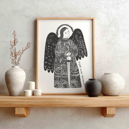 St Michael the Archangel Art Print - Black interior mockup 01 - p_1_am_0000_Layer 10