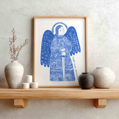 St Michael the Archangel Art Print - Blue interior mockup 01 - p_1_am_0001_Layer 9