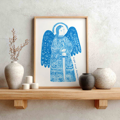 St Michael the Archangel Art Print - Deep Blue interior mockup 01 - p_1_am_0002_Layer 8