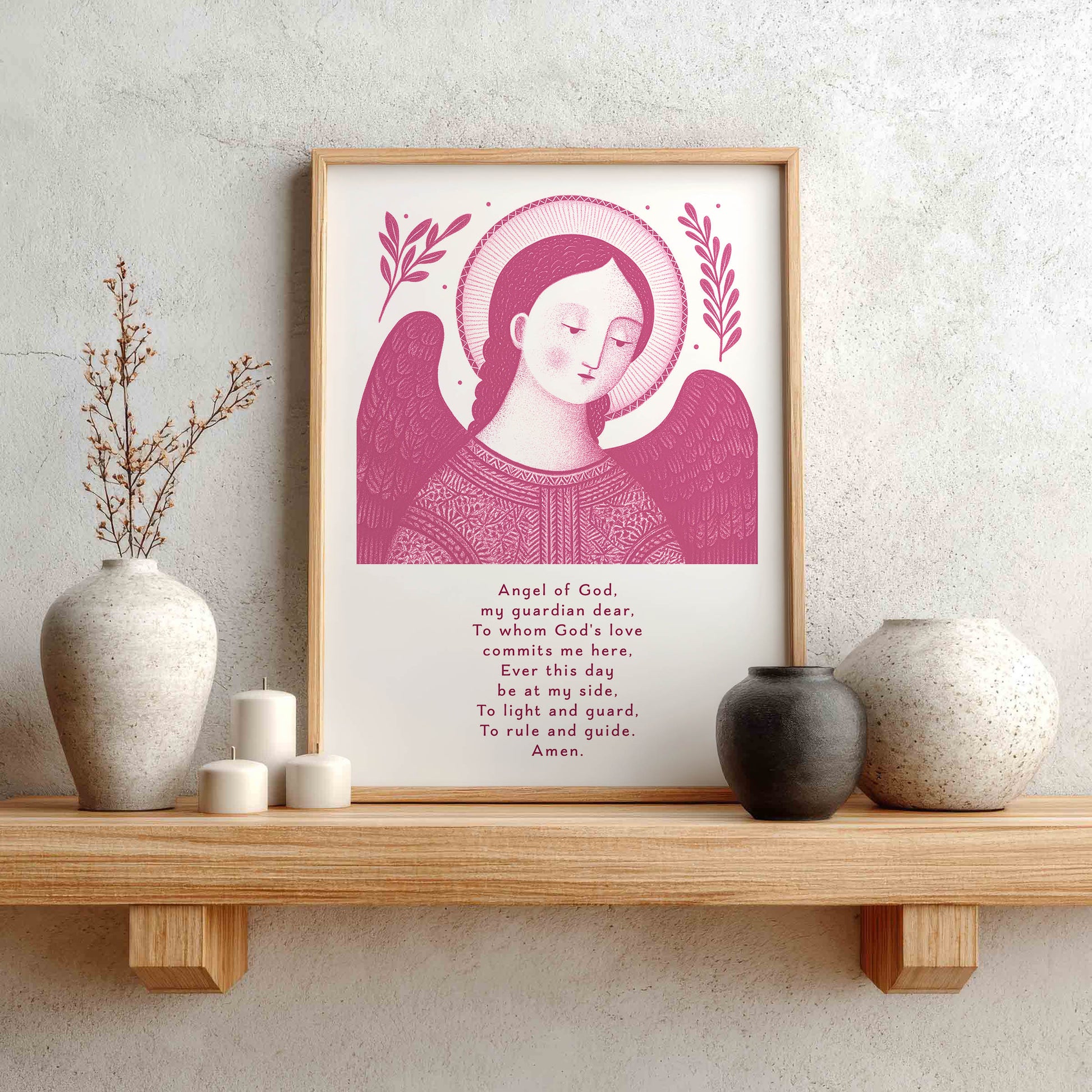 Guardian Angel for Boys Art Print - Pink interior mockup 01 - p_1_boy_0005_Layer 5