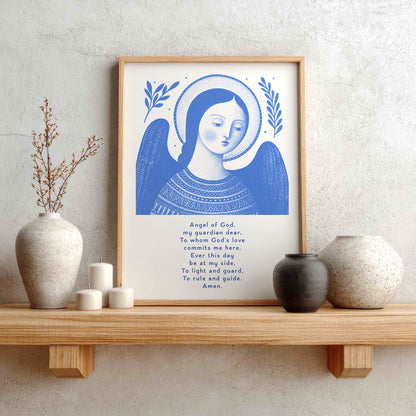 Guardian Angel for Girls Art Print - Blue interior mockup 01 - p_1_girl_0001_Layer 9