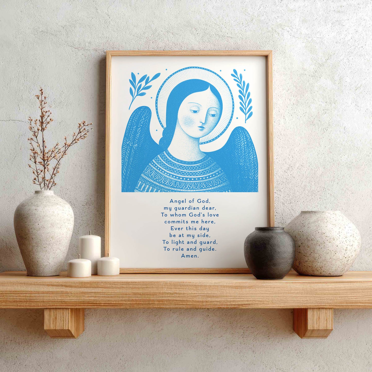 Guardian Angel for Girls Art Print - Deep Blue interior mockup 01 - p_1_girl_0002_Layer 8