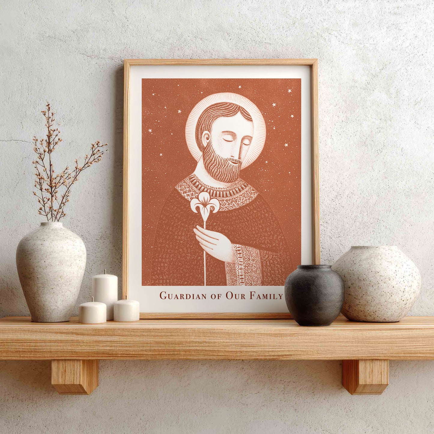 St Joseph Art Print - Terracotta interior mockup 01 - p_1_jos_0008_Layer 2