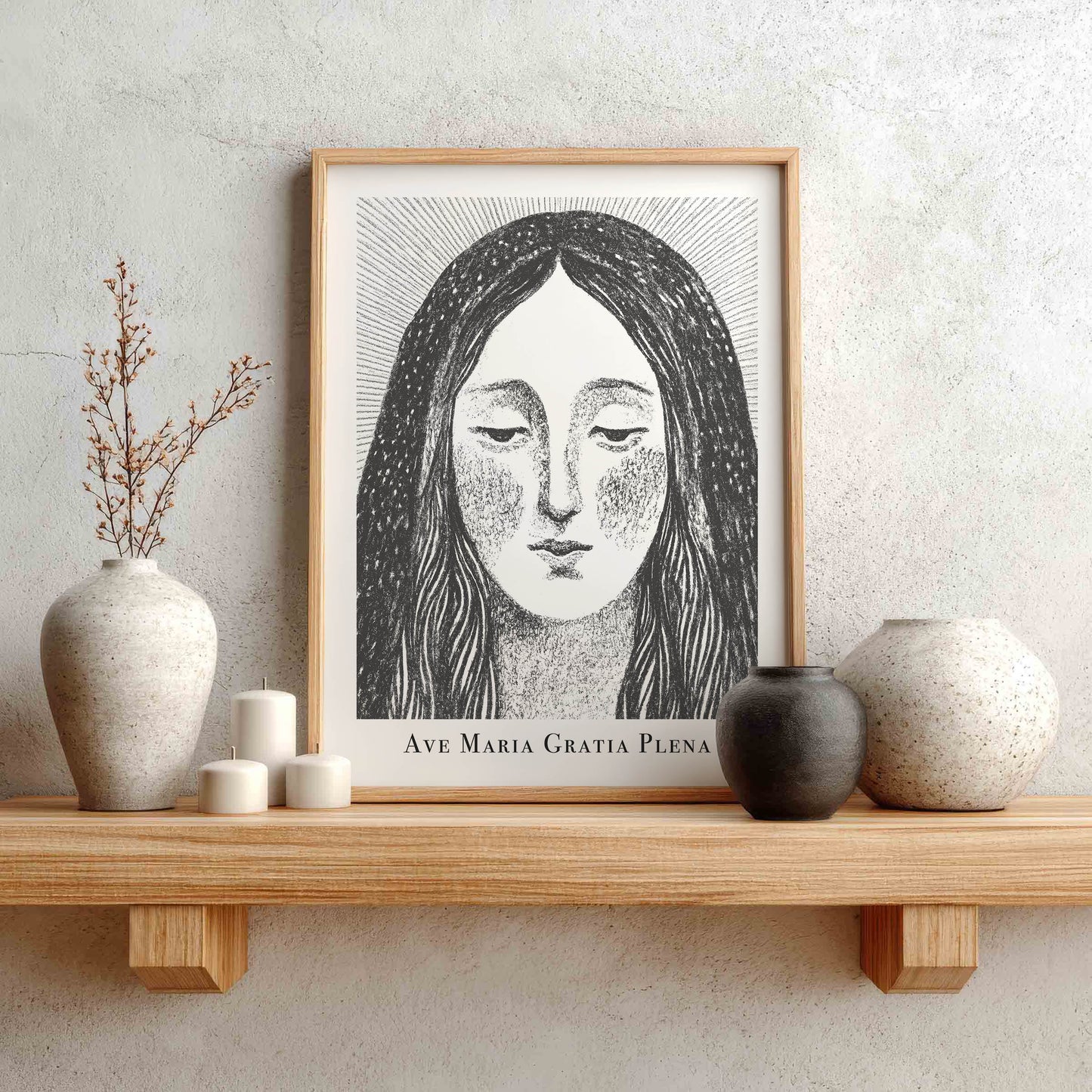 Virgin Mary Art Print - Black interior mockup 01 - p_1_maria_0000_Layer 10