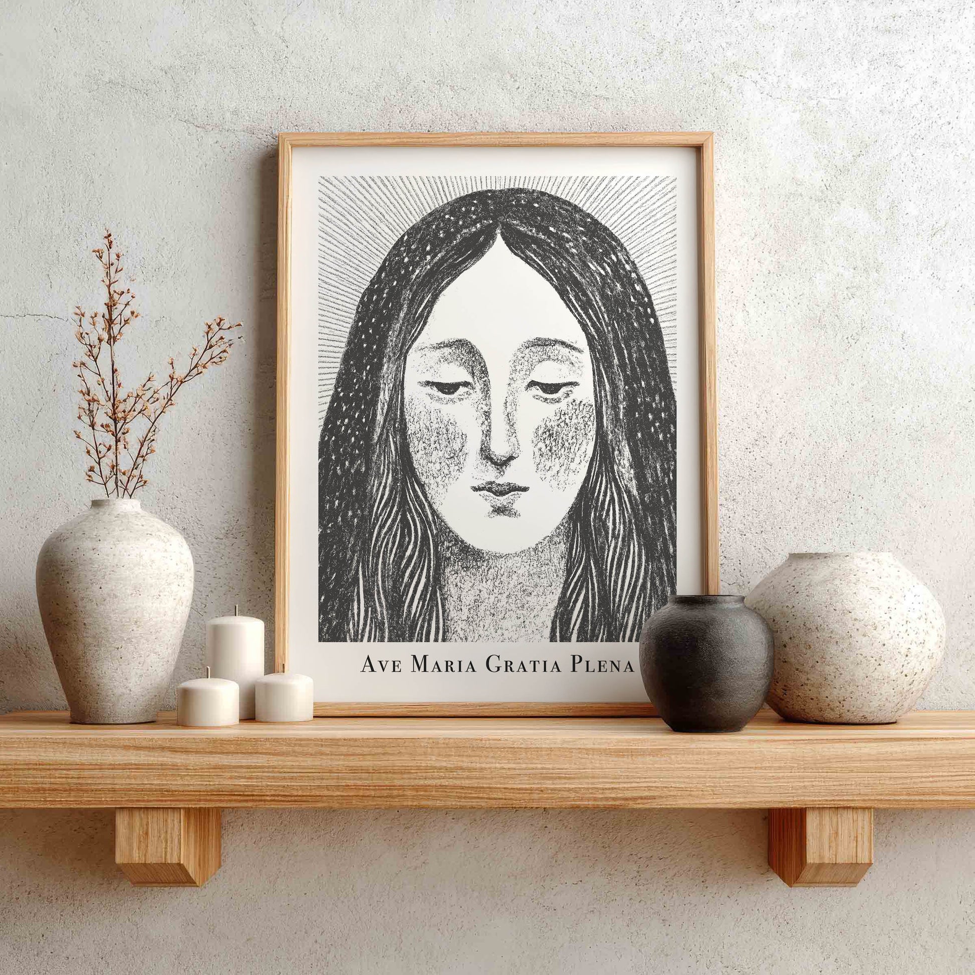 Virgin Mary Art Print - Black interior mockup 01 - p_1_maria_0000_Layer 10