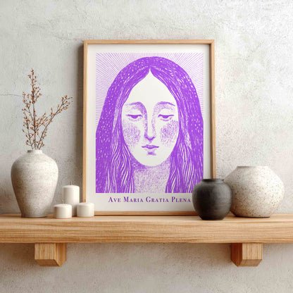 Virgin Mary Art Print - Purple interior mockup 01 - p_1_maria_0006_Layer 4