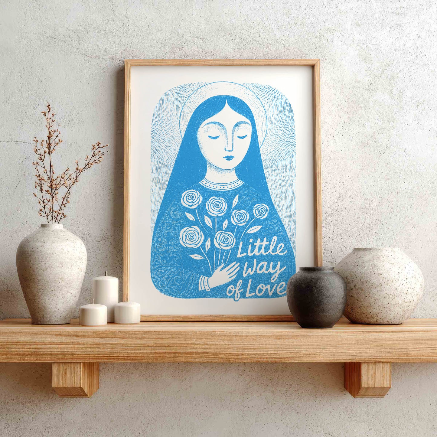 St Therese of Lisieux Art Print - Deep Blue interior mockup 01 - p_1_ter_0002_Layer 7