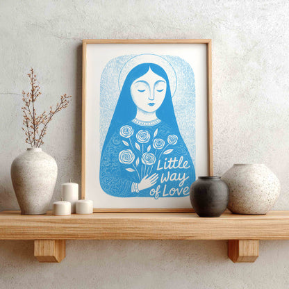 St Therese of Lisieux Art Print - Deep Blue interior mockup 01 - p_1_ter_0002_Layer 7