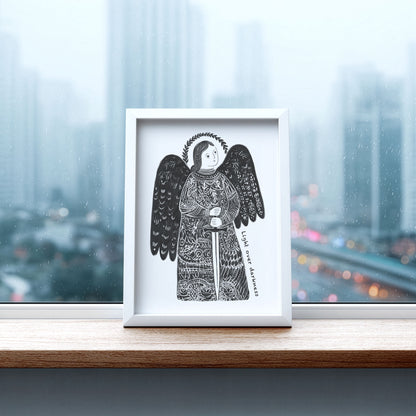 St Michael the Archangel Art Print - Black interior mockup 06 - p_20_am_0000_Layer 10