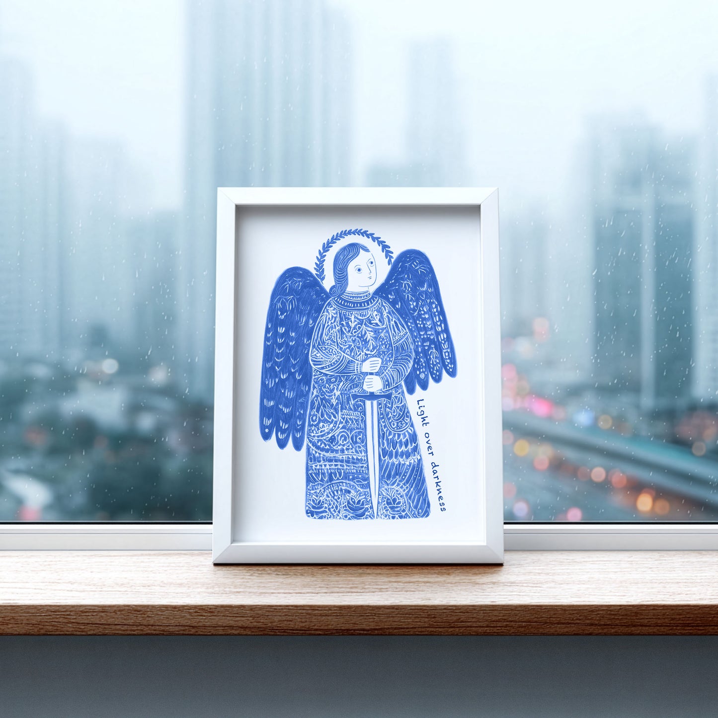 St Michael the Archangel Art Print - Blue interior mockup 06 - p_20_am_0001_Layer 9