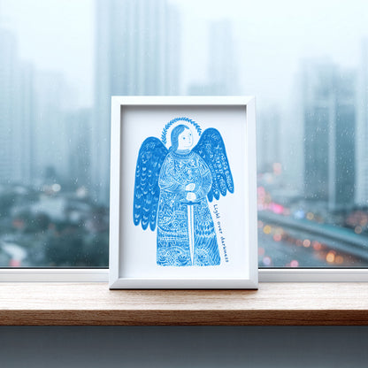 St Michael the Archangel Art Print - Deep Blue interior mockup 07 - p_20_am_0002_Layer 8