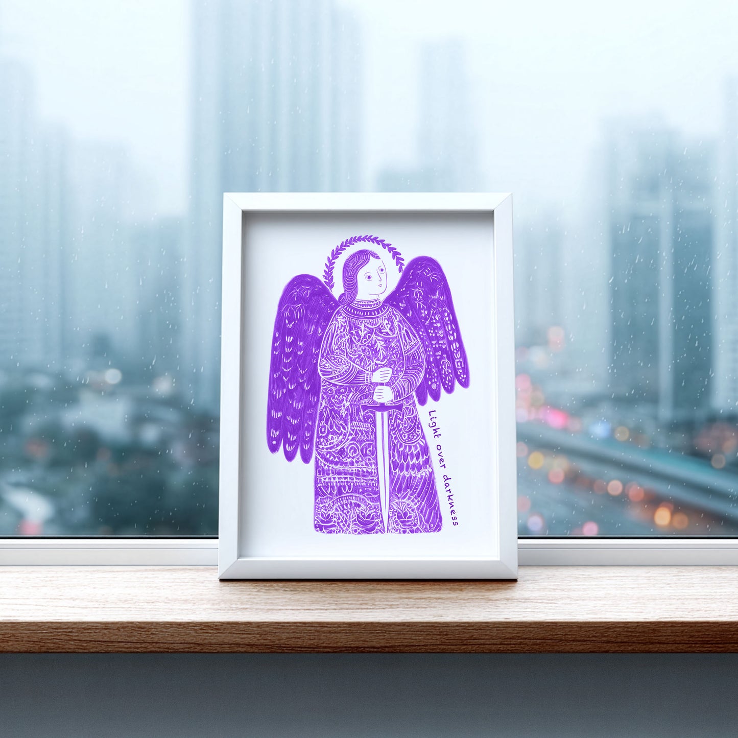 St Michael the Archangel Art Print - Purple interior mockup 07 - p_20_am_0006_Layer 4