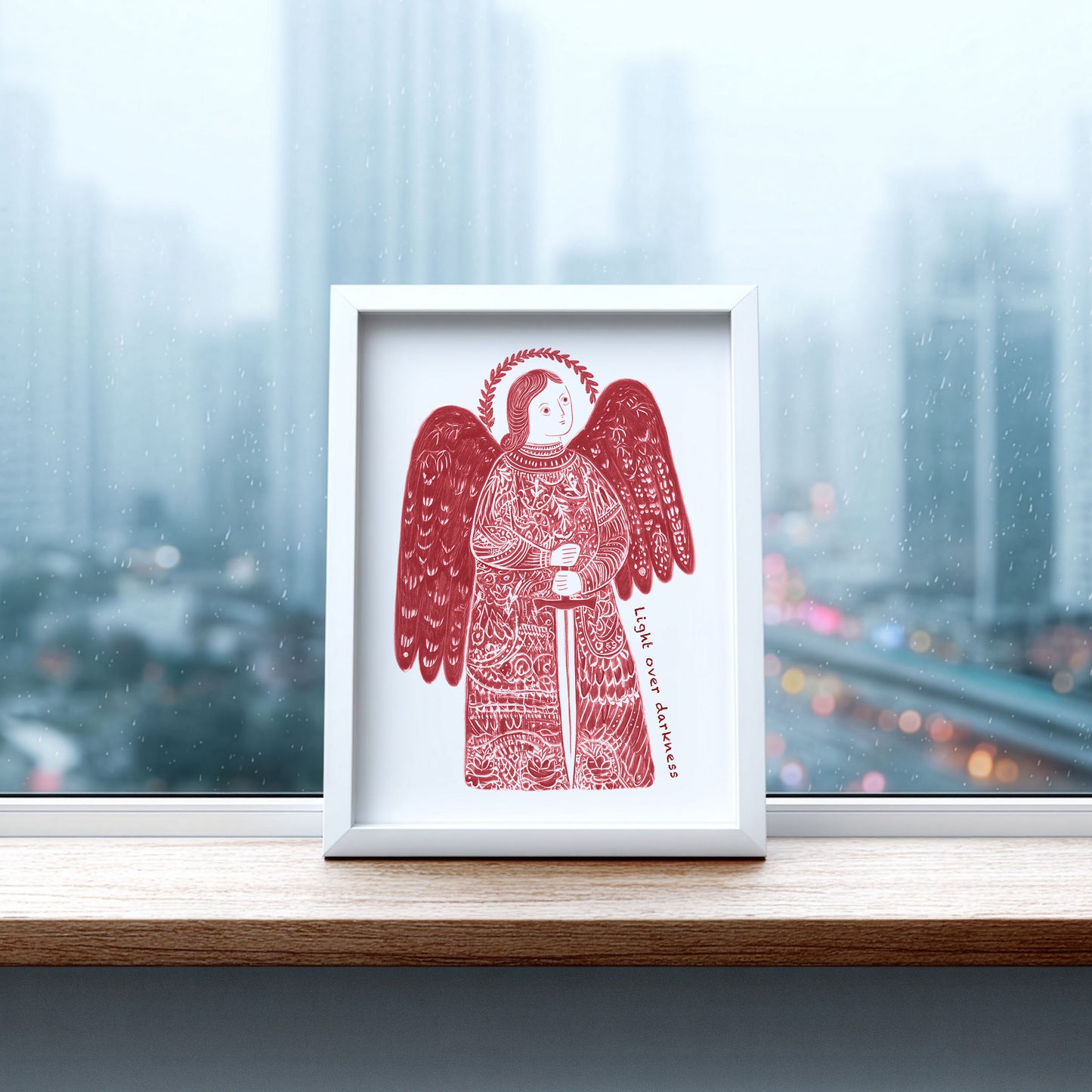St Michael the Archangel Art Print - Red interior mockup 07 - p_20_am_0007_Layer 3