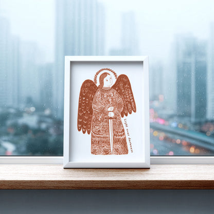 St Michael the Archangel Art Print - Terracotta interior mockup 06 - p_20_am_0009_Layer 1