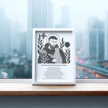 St Francis with Cat Art Print - Black interior mockup 07 - p_20_franc_cat_0000_Layer 10