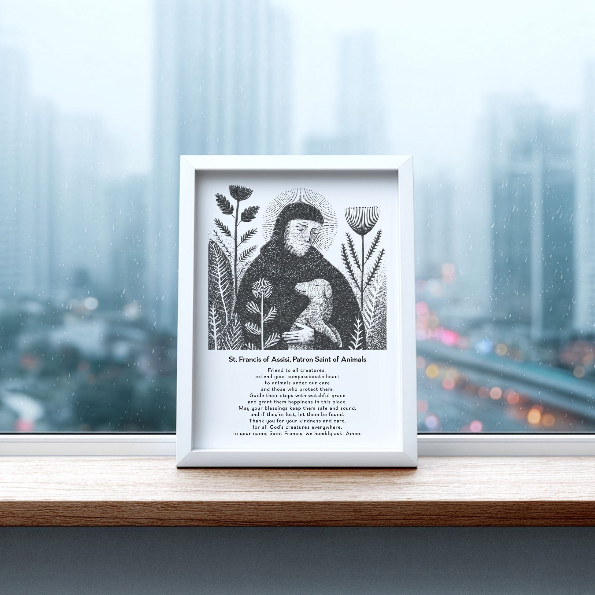St Francis with Dog Art Print - Black interior mockup 07 - p_20_franc_dog_0000_Layer 10