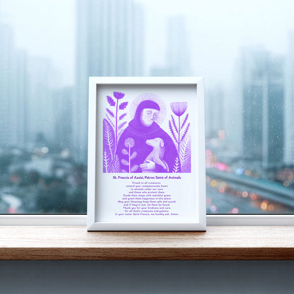 St Francis with Dog Art Print - Purple interior mockup 08 - p_20_franc_dog_0006_Layer 4