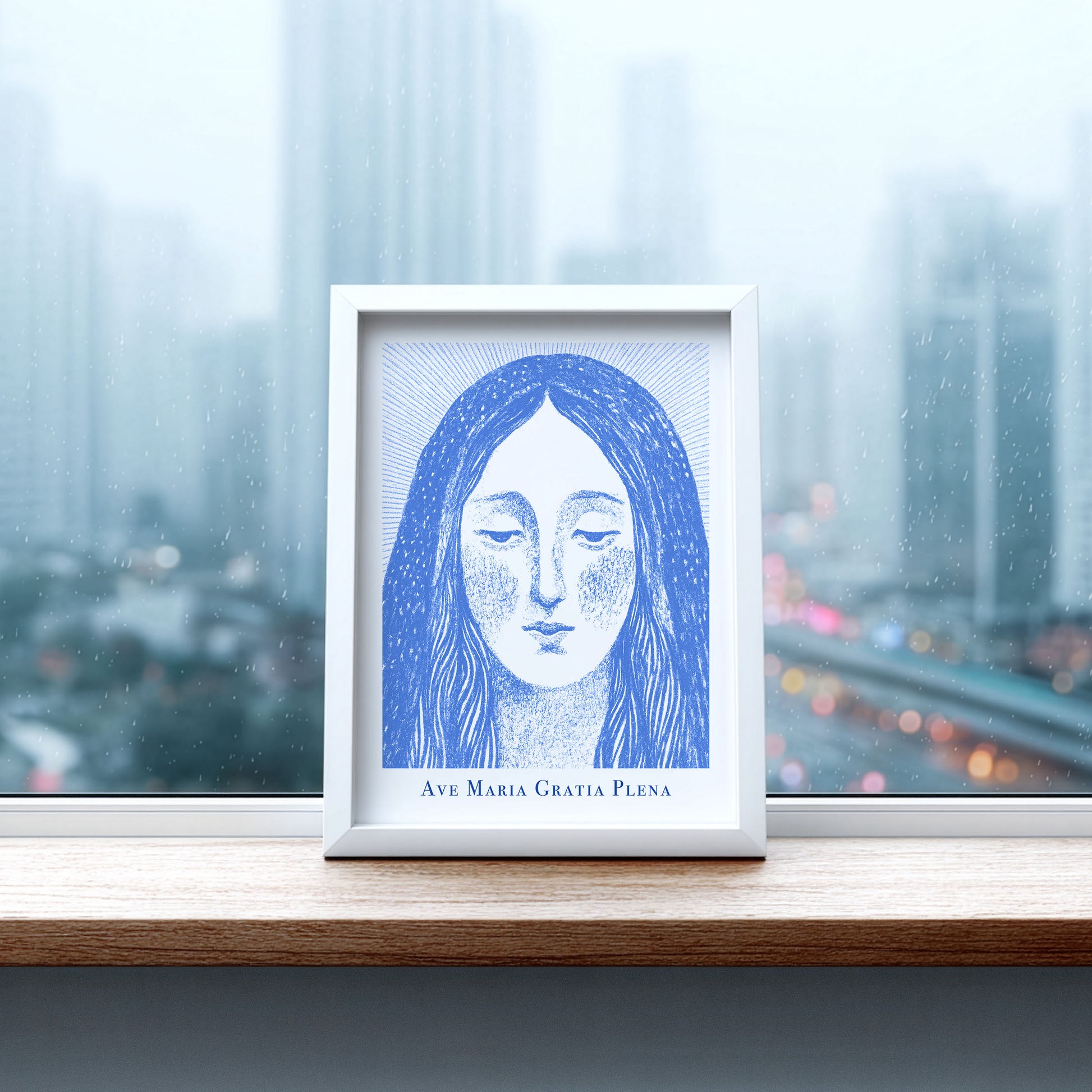 Virgin Mary Art Print - Blue interior mockup 06 - p_20_maria_0001_Layer 9