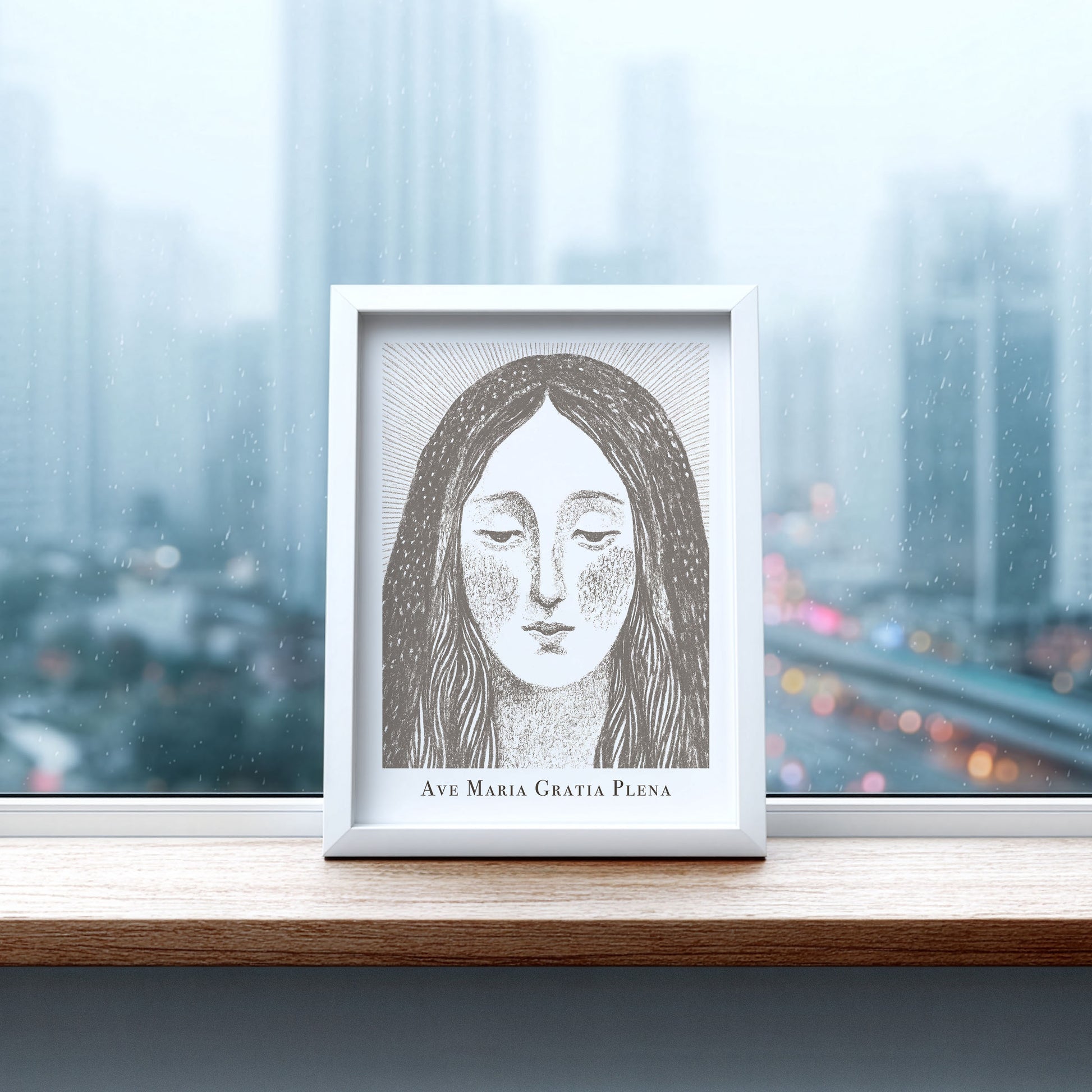 Virgin Mary Art Print - Brown interior mockup 07 - p_20_maria_0003_Layer 7