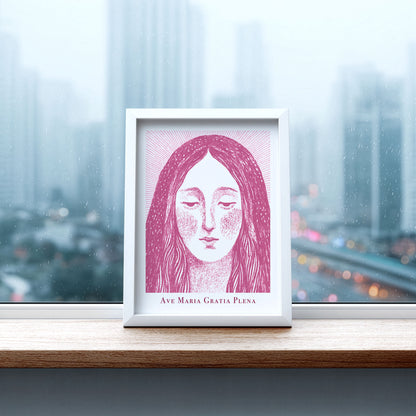 Virgin Mary Art Print - Pink interior mockup 06 - p_20_maria_0005_Layer 5