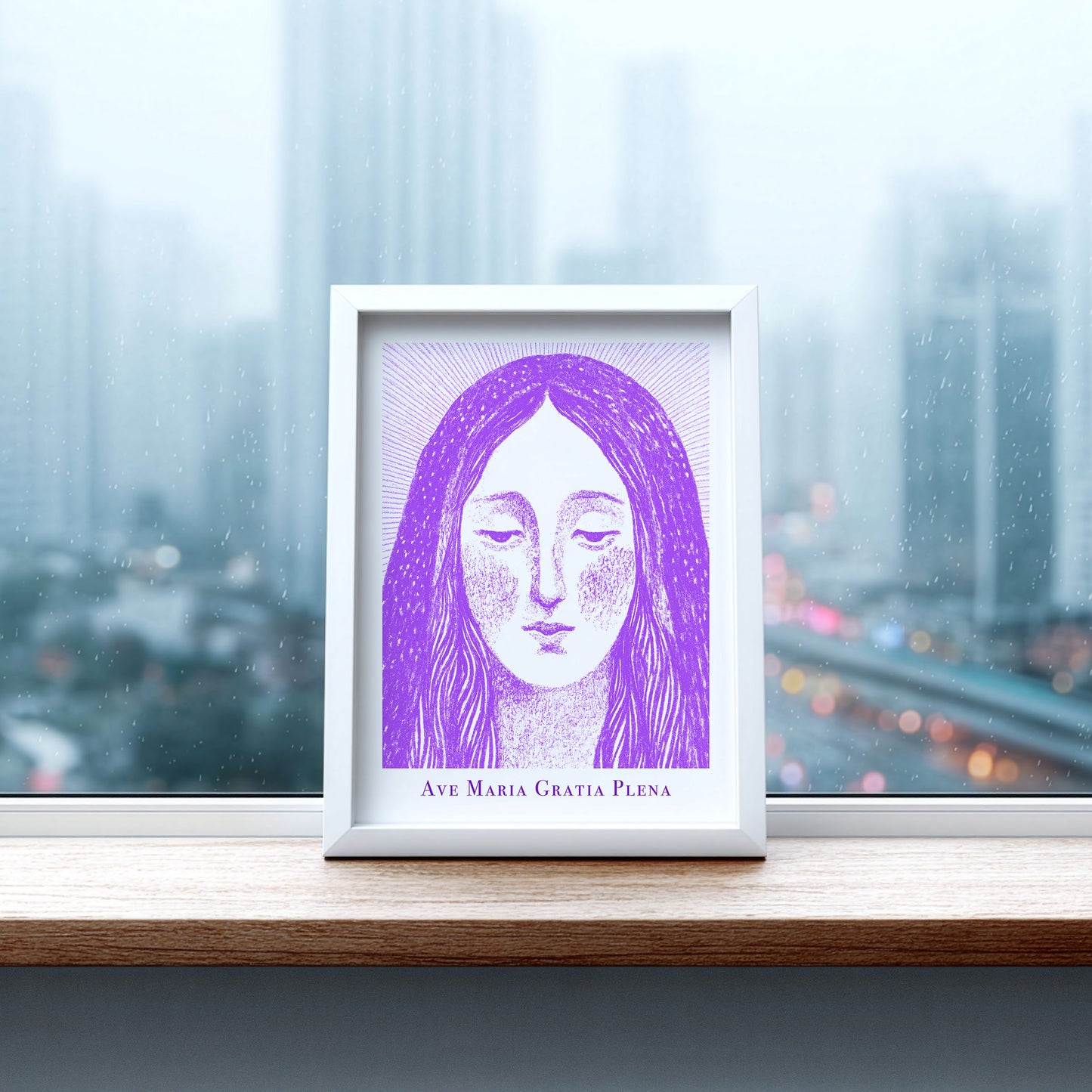 Virgin Mary Art Print - Purple interior mockup 07 - p_20_maria_0006_Layer 4