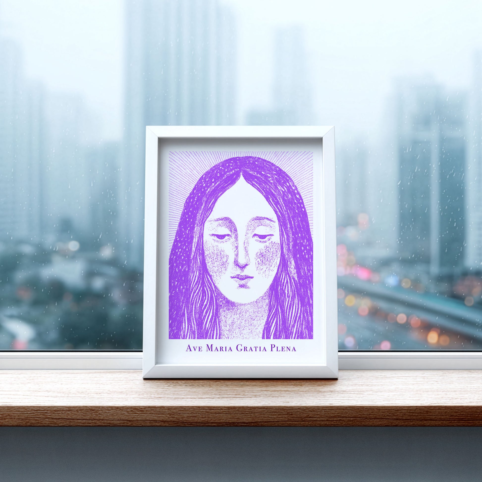 Virgin Mary Art Print - Purple interior mockup 07 - p_20_maria_0006_Layer 4
