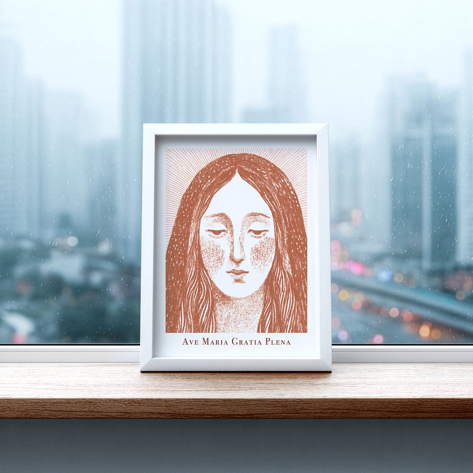 Virgin Mary Art Print - Terracotta interior mockup 06 - p_20_maria_0009_Layer 1