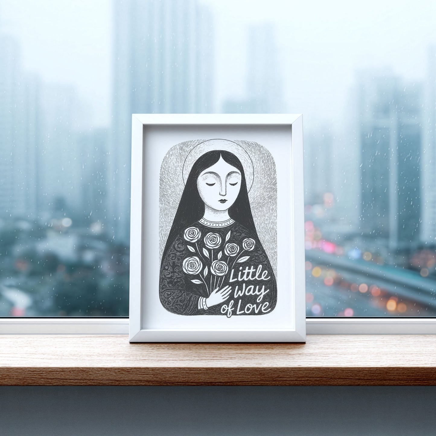 St Therese of Lisieux Art Print - Black interior mockup 06 - p_20_ter_0000_Layer 10