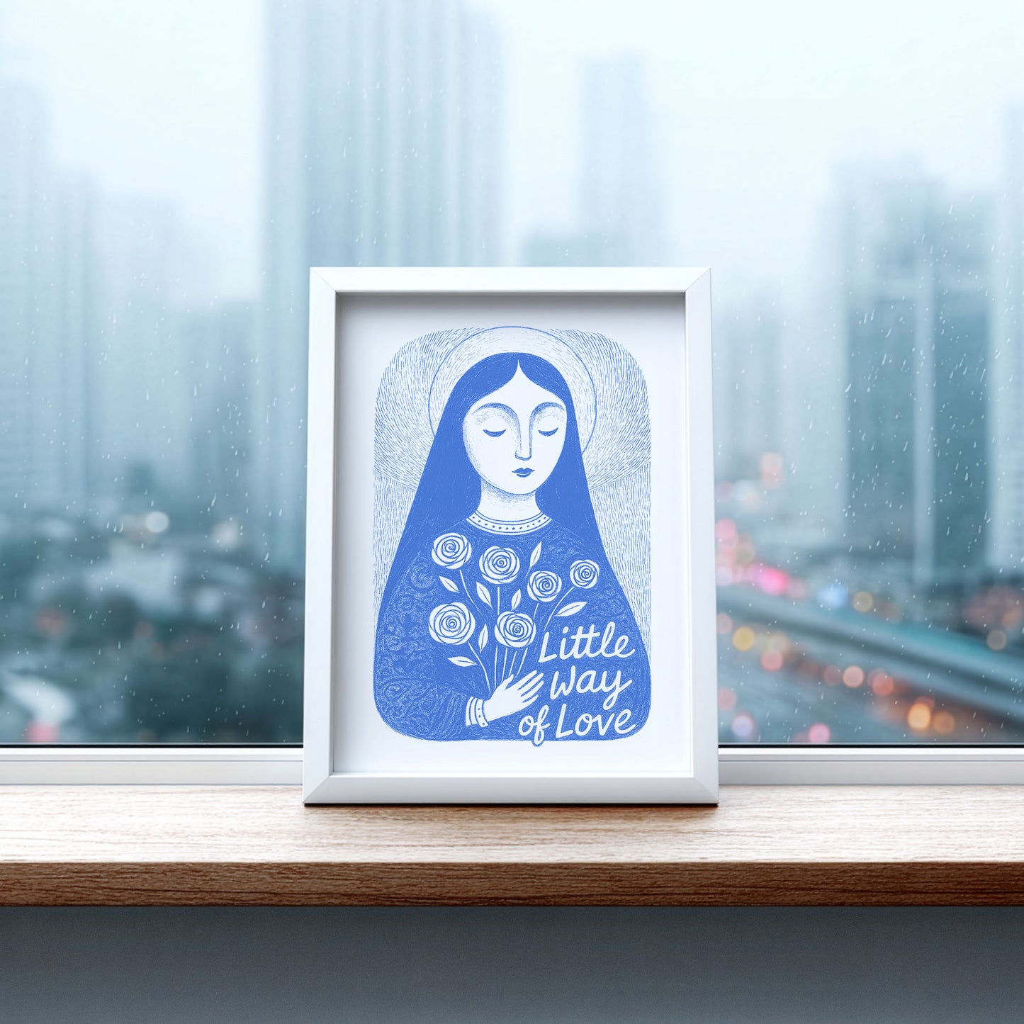 St Therese of Lisieux Art Print - Blue interior mockup 06 - p_20_ter_0001_Layer 9