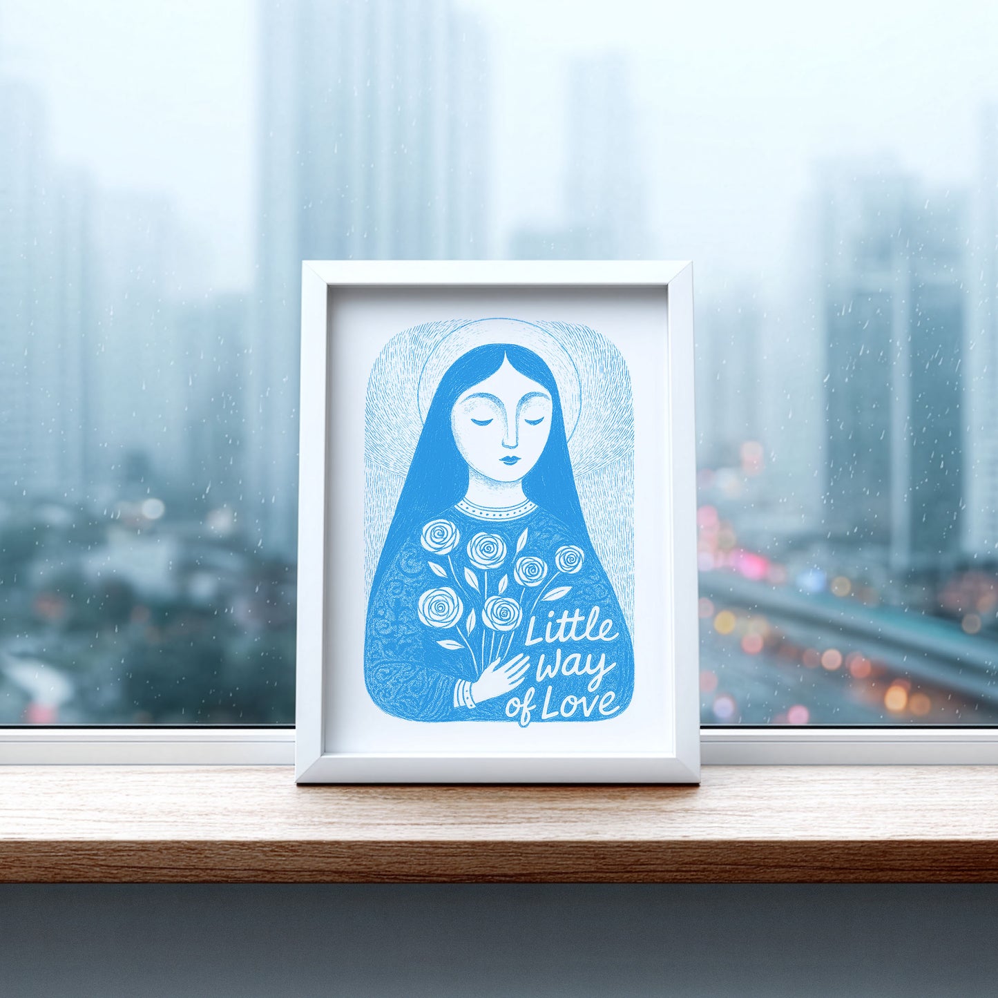 St Therese of Lisieux Art Print - Deep Blue interior mockup 07 - p_20_ter_0002_Layer 8