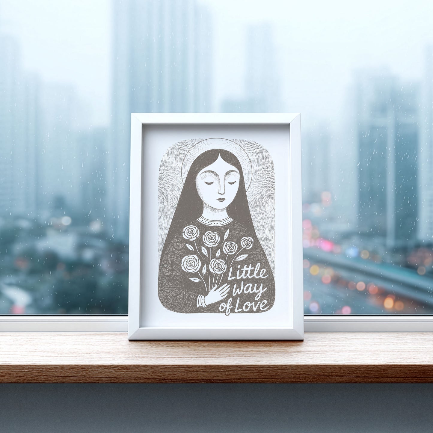 St Therese of Lisieux Art Print - Brown interior mockup 07 - p_20_ter_0003_Layer 7