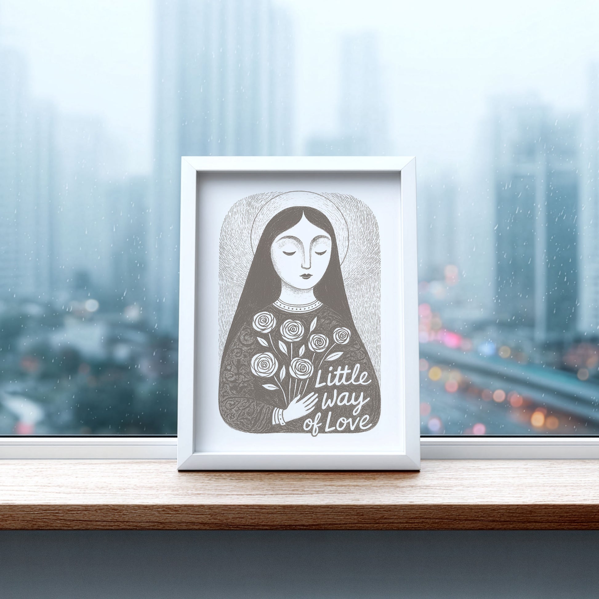 St Therese of Lisieux Art Print - Brown interior mockup 07 - p_20_ter_0003_Layer 7