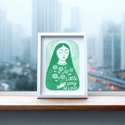 St Therese of Lisieux Art Print - Green interior mockup 06 - p_20_ter_0004_Layer 6