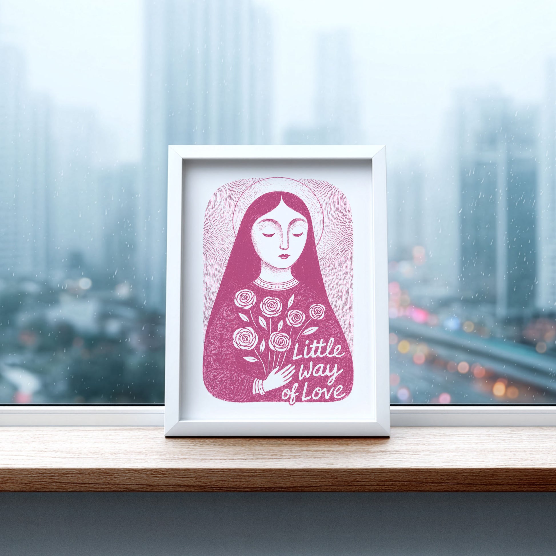 St Therese of Lisieux Art Print - Pink interior mockup 06 - p_20_ter_0005_Layer 5