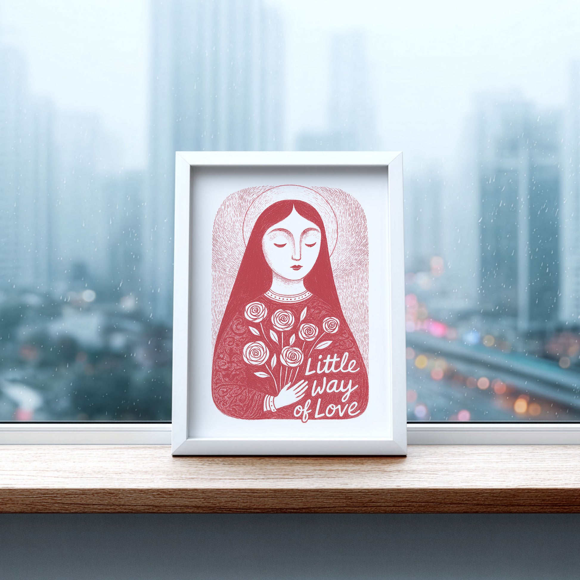 St Therese of Lisieux Art Print - Red interior mockup 07 - p_20_ter_0007_Layer 3