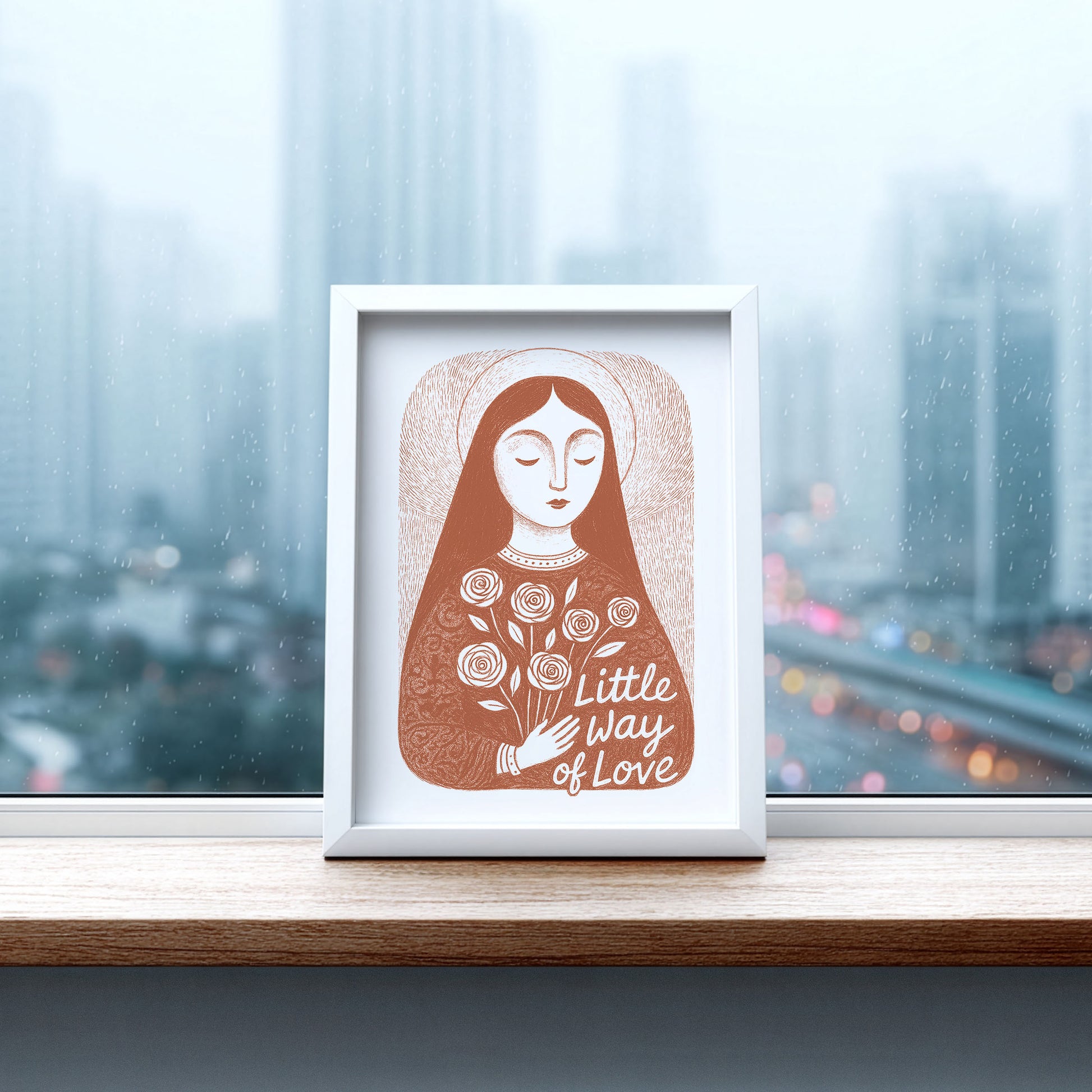 St Therese of Lisieux Art Print - Terracotta interior mockup 06 - p_20_ter_0009_Layer 1